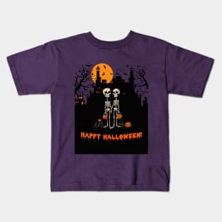 Happy Halloween Skeleton Couple Kids T-Shirt